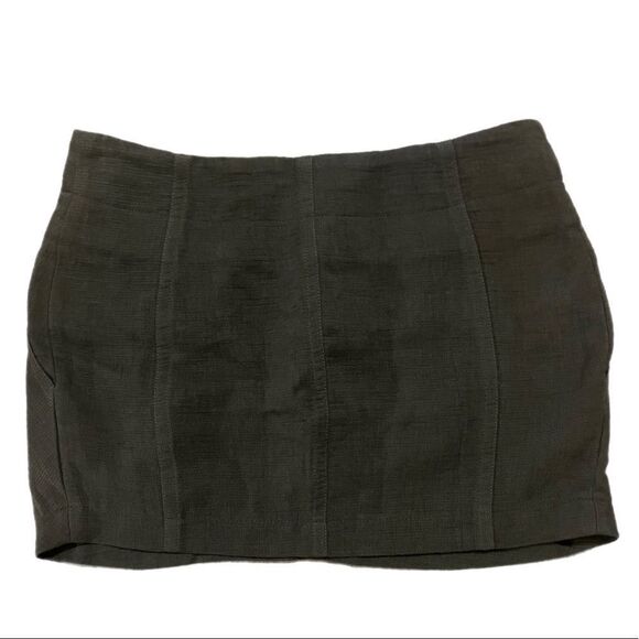 Faith Connexion Paris Linen Blend Skirt‎ Size 4 Army Green - Picture 2 of 13
